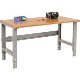 Adjustable Height Workbench, 72 x 36", Shop Top Square Edge, Gray