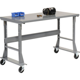 Mobile Workbench, 72 x 30", Flared Leg, Steel Square Edge