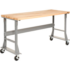 Mobile Workbench, 48 x 30", Flared Leg, Maple Butcher Block Square Edge