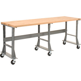 Extra Long Mobile Workbench, 96 x 36", Flared Leg, Maple Square Edge