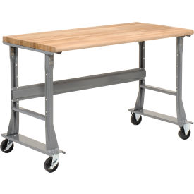 Mobile Workbench, 72 x 30", Flared Leg, Maple Butcher Block Safety Edge