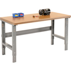 Adjustable Height Workbench, 60 x 30", Shop Top Safety Edge, Gray