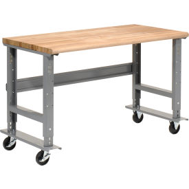 Mobile Workbench, 72 x 36", Adjustable Height, Maple Safety Edge
