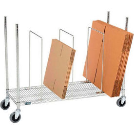 Single Level Carton Stand w/ 3 Dividers & Casters, 48"L x 18"W x 38-1/2"H, Chrome