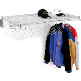 Chrome Coat Rack with Bars - Wall Mount - 48"W x 24"D x 6"H