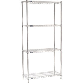 4 Shelf Chrome Wire Shelving Unit Starter 36"W x 14"D x 74"H