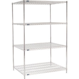 4 Shelf, Chrome Wire Shelving Unit, Starter, 48"W x 36"D x 74"H