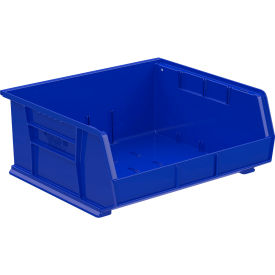 Plastic Hang & Stack Bin, 14-3/4"L x 16-1/2"W x 7"H, Blue