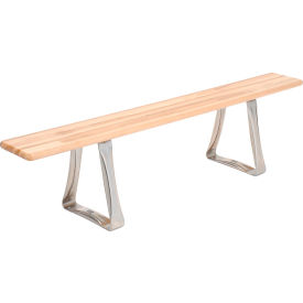 Locker Room Bench, Hardwood With Trapezoid Legs, 72 x 9-1/2 x 17