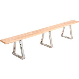 Locker Room Bench, Hardwood With Trapezoid Legs, 96 x 9-1/2 x 17