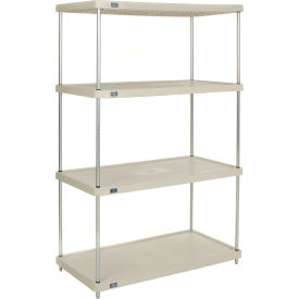 4 Shelf, Solid Plastic Shelving Unit, Poly-Z-Brite® Posts, 48"W x 24"D x 86"H