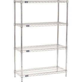 4 Shelf Chrome Wire Shelving Unit, Starter, 42"W x 14"D x 54"H