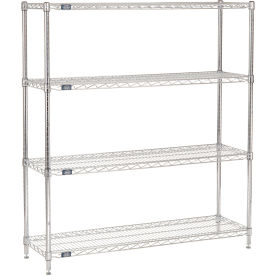 4 Shelf Chrome Wire Shelving Unit, Starter, 54"W x 14"D x 54"H
