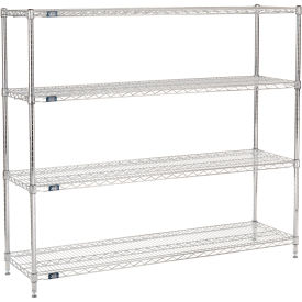 4 Shelf Chrome Wire Shelving Unit, Starter, 72"W x 18"D x 54"H