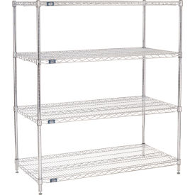 4 Shelf Chrome Wire Shelving Unit, Starter, 54"W x 24"D x 54"H