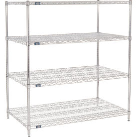 4 Shelf Chrome Wire Shelving Unit, Starter, 48"W x 30"D x 54"H