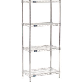 4 Shelf Chrome Wire Shelving Unit, Starter, 24"W x 14"D x 63"H