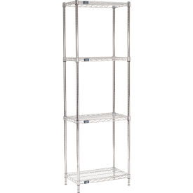 4 Shelf, Chrome Wire Shelving Unit, Starter, 24"W x 14"D x 74"H