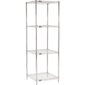 4 Shelf Chrome Wire Shelving Unit Starter 24"W x 24"D x 74"H
