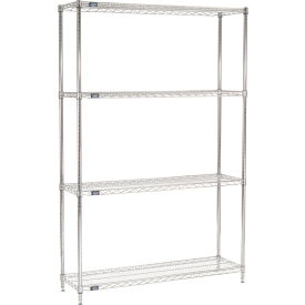 4 Shelf, Chrome Wire Shelving Unit, Starter, 54"W x 14"D x 86"H