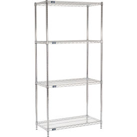 4 Shelf Chrome Wire Shelving Unit, Starter, 42"W x 18"D x 86"H