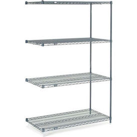 4 Shelf Blue Wire Shelving Unit, Add On, 48"W x 18"D x 63"H