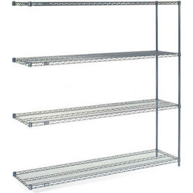 4 Shelf Blue Wire Shelving Unit, Add On, 60"W x 18"D x 74"H