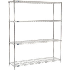 4 Shelf Chrome Wire Shelving Unit, Starter, 72"W x 18"D x 74"H