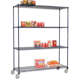 4 Shelf Truck, 36"W x 24"D x 69"H, Polymer Swivel Casters, 2 Brake