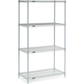4 Shelf Stainless Steel Wire Shelving Unit, Starter, 36"W x 18"D x 63"H