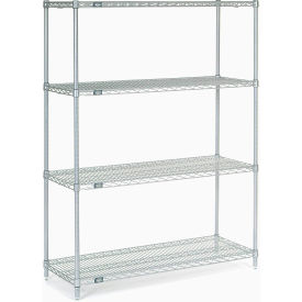 4 Shelf Stainless Steel Wire Shelving Unit, Starter, 48"W x 18"D x 63"H