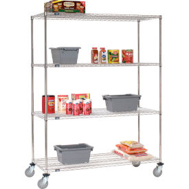 4 Shelf Truck, Stainless Steel, 36"W x 24"D x 69"H, Polyurethane Swivel Casters
