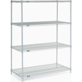 4 Shelf Stainless Steel Wire Shelving Unit, Starter, 48"W x 24"D x 63"H