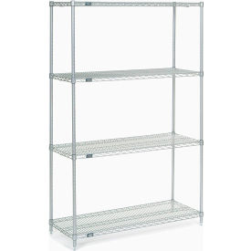 4 Shelf Stainless Steel Wire Shelving Unit Starter 48"W x 18"D x 74"H