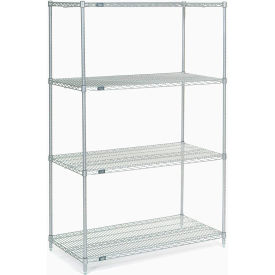 4 Shelf Stainless Steel Wire Shelving Unit, Starter, 48"W x 24"D x 74"H