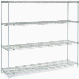 4 Shelf Stainless Steel Wire Shelving Unit, Starter, 72"W x 18"D x 63"H