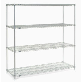4 Shelf Stainless Steel Wire Shelving Unit Starter 54"W x 18"D x 74"H