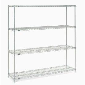 4 Shelf Stainless Steel Wire Shelving Unit, Starter, 72"W x 18"D x 74"H