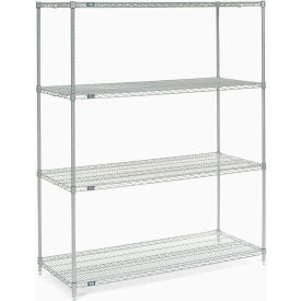 4 Shelf Stainless Steel Wire Shelving Unit, Starter, 60"W x 24"D x 74"H