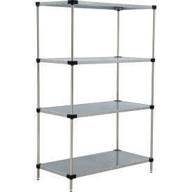 4 Shelf, Galvanized Steel Solid Shelving Unit, Starter, 36"W x 18"D x 74"H