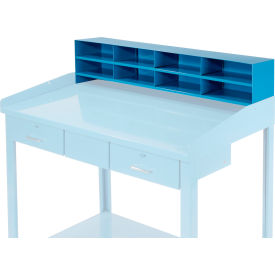 8 Pigeonhole Compartment Riser 48x9x11 For 48"W Extra-Wide Shop Desk, Blue