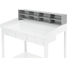 8 Pigeonhole Compartment Riser 48x9x11 For 48"W Extra-Wide Shop Desk, Gray