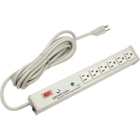 Surge Protected Power Strip W/Lighted Switch, 6 Outlets, 15A, 3kA, 15' Cord