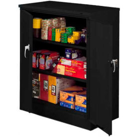 Heavy Duty Counter Height Metal Storage Cabinet, 24 Gauge, 36"W x 18"D x 42"H, Black