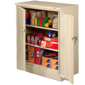 HD Counter Height Metal Storage Cabinet, 24 Gauge, 36"W x 18"D x 42"H, Champagne Putty