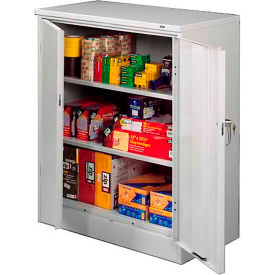 HD Counter Height Metal Storage Cabinet, 24 Gauge, 36"W x 18"D x 42"H, Light Gray
