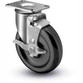 2 Series Swivel Plate Caster Polyolefin With Brake 2-1/2" Dia. 200 Lb.