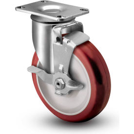 2 Series Swivel Plate Caster Poly With Brake 3-1/2" Dia. 250 Lb.