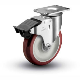2 Series Swivel Plate Caster 2.03256.95 BRK5 Poly With Brake 3-1/2" Dia. 250 Lb.