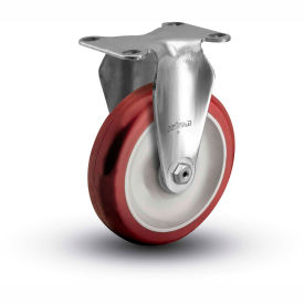 2 Series Rigid Plate Caster - Polyurethane on Polyolefin 4" Dia. 275 Lb.